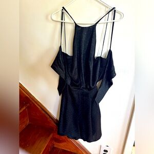 Zara Size Small Black with Red Polka Dots Romper Dress Open Back